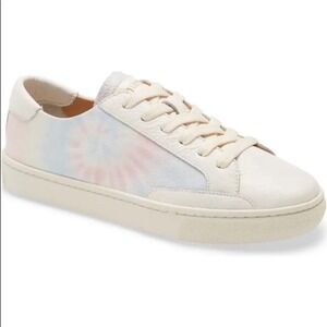 New Soludos Sneakers Women's Size 8 Ibiza Tie Dye Leather Lace‎ White Blue Pink